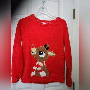 Rudolph Red Nosed Reindeer Christmas Long Sleeve Fleece Wms Size Small